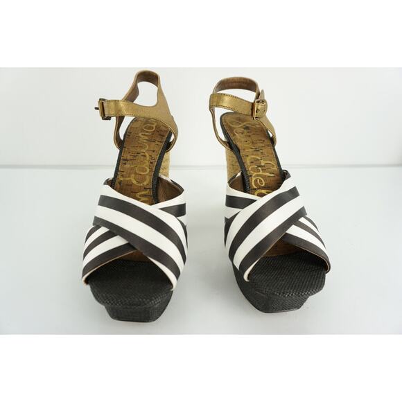 Sam Edelman Mabel Striped Ankle Strap Platform Espadrille Sandals Size 9.5 $140 - Picture 4 of 12